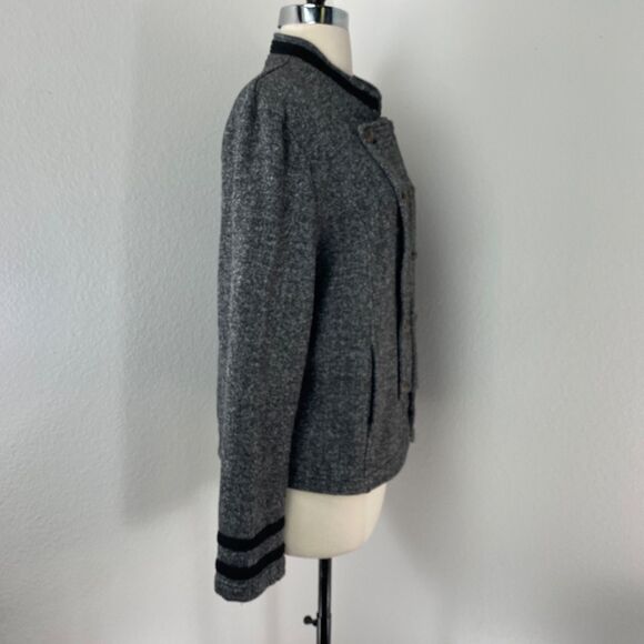 Y2K Tommy Hilfiger Heather Gray Military Knit Jacket XL Open Steampunk Goth Punk - Picture 8 of 12